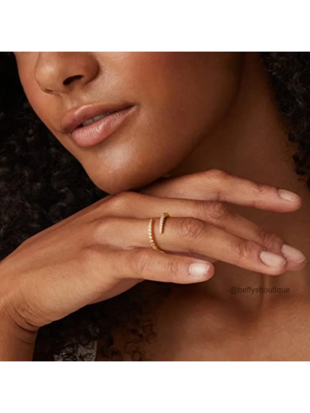 14K Gold Plated Cubic Zirconia Open Twist Eternity Band Ring Women